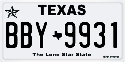 TX license plate BBY9931