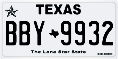 TX license plate BBY9932