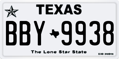 TX license plate BBY9938