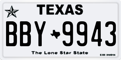 TX license plate BBY9943