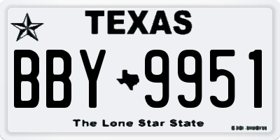 TX license plate BBY9951