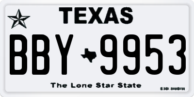 TX license plate BBY9953