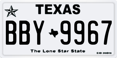 TX license plate BBY9967