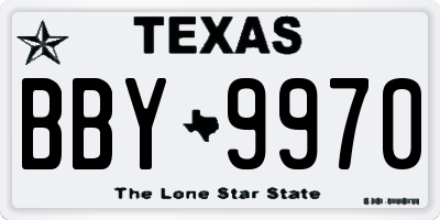 TX license plate BBY9970