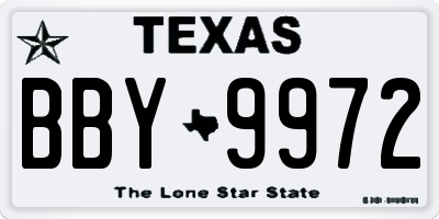TX license plate BBY9972