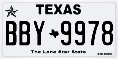 TX license plate BBY9978