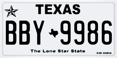 TX license plate BBY9986
