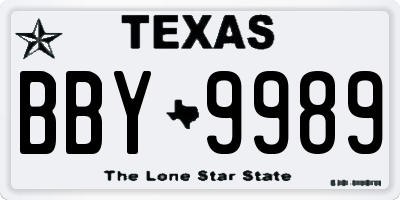 TX license plate BBY9989