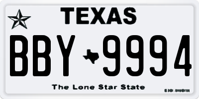 TX license plate BBY9994