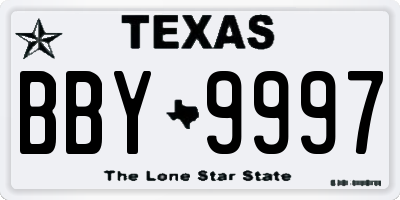 TX license plate BBY9997