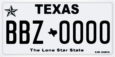 TX license plate BBZ0000