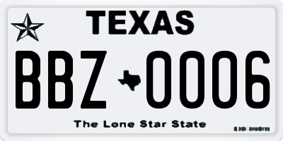 TX license plate BBZ0006