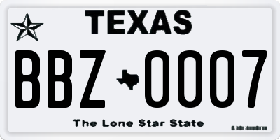TX license plate BBZ0007