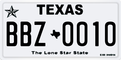 TX license plate BBZ0010