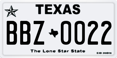 TX license plate BBZ0022