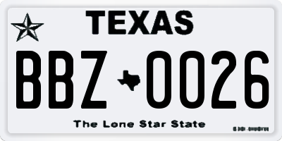 TX license plate BBZ0026