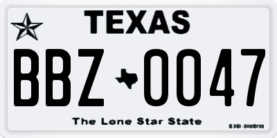 TX license plate BBZ0047