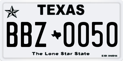 TX license plate BBZ0050