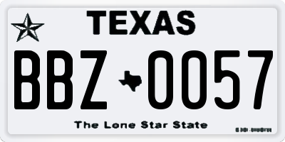 TX license plate BBZ0057