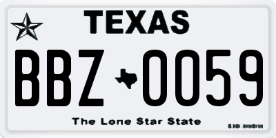 TX license plate BBZ0059