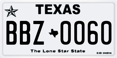 TX license plate BBZ0060
