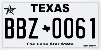 TX license plate BBZ0061