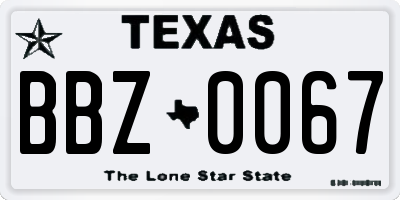 TX license plate BBZ0067