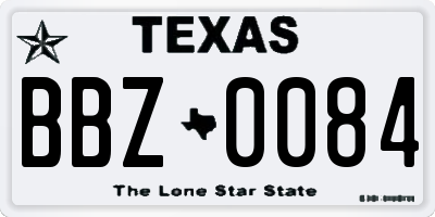 TX license plate BBZ0084