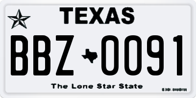 TX license plate BBZ0091