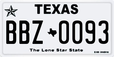 TX license plate BBZ0093