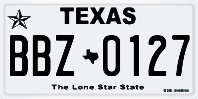 TX license plate BBZ0127