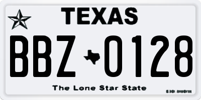 TX license plate BBZ0128