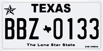 TX license plate BBZ0133