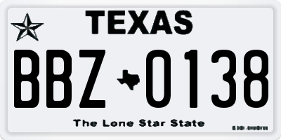 TX license plate BBZ0138