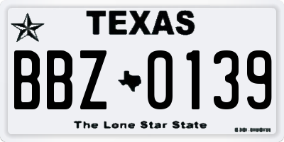 TX license plate BBZ0139