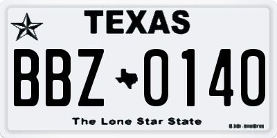 TX license plate BBZ0140