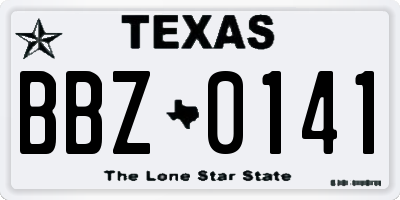 TX license plate BBZ0141