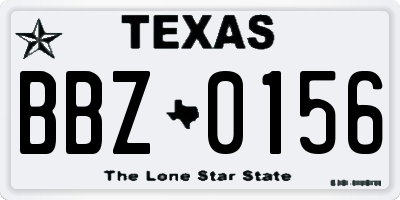 TX license plate BBZ0156