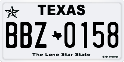 TX license plate BBZ0158
