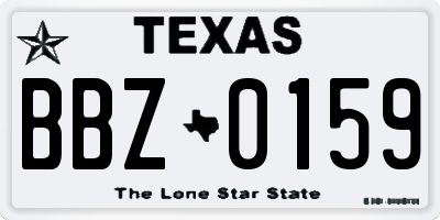 TX license plate BBZ0159