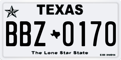 TX license plate BBZ0170