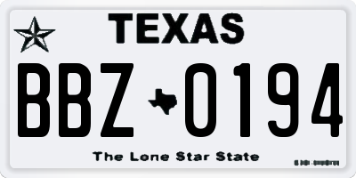 TX license plate BBZ0194