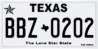 TX license plate BBZ0202
