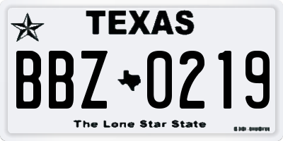 TX license plate BBZ0219