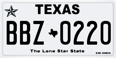 TX license plate BBZ0220