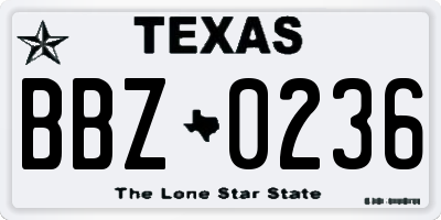 TX license plate BBZ0236