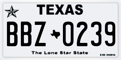 TX license plate BBZ0239