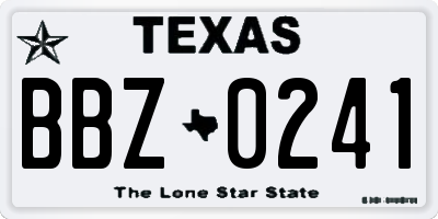TX license plate BBZ0241