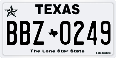 TX license plate BBZ0249