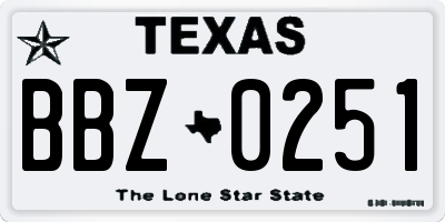TX license plate BBZ0251